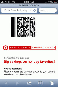 Target mobile coupons