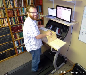 treadmill desk happy guy