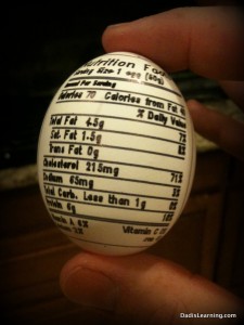 chicken nutrition label printed on egg