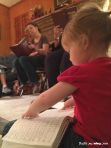 Our 2 year-old 'singing' hymns on one of our visits.