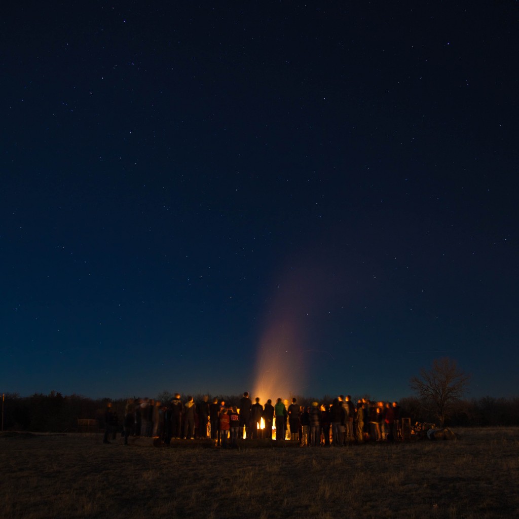 winter quest youth retreat campfire